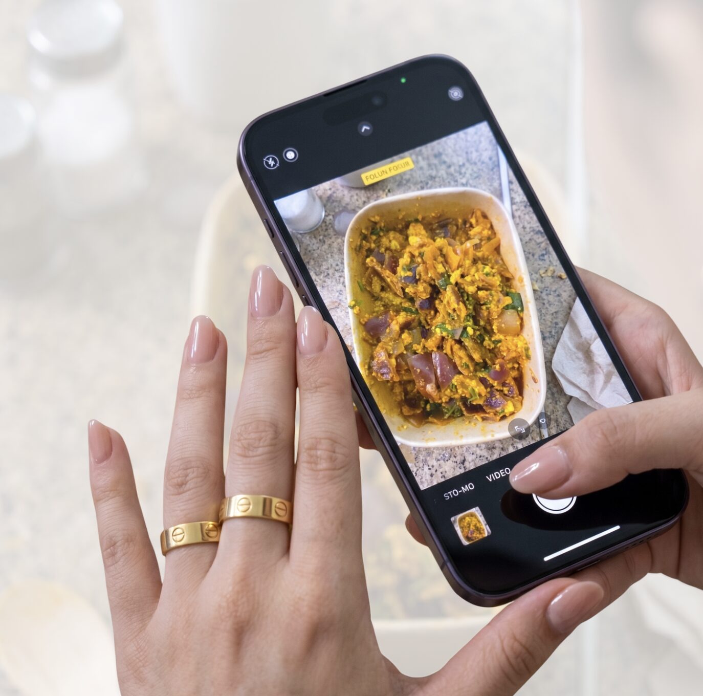 Taking a basic photo of a dish with an iPhone